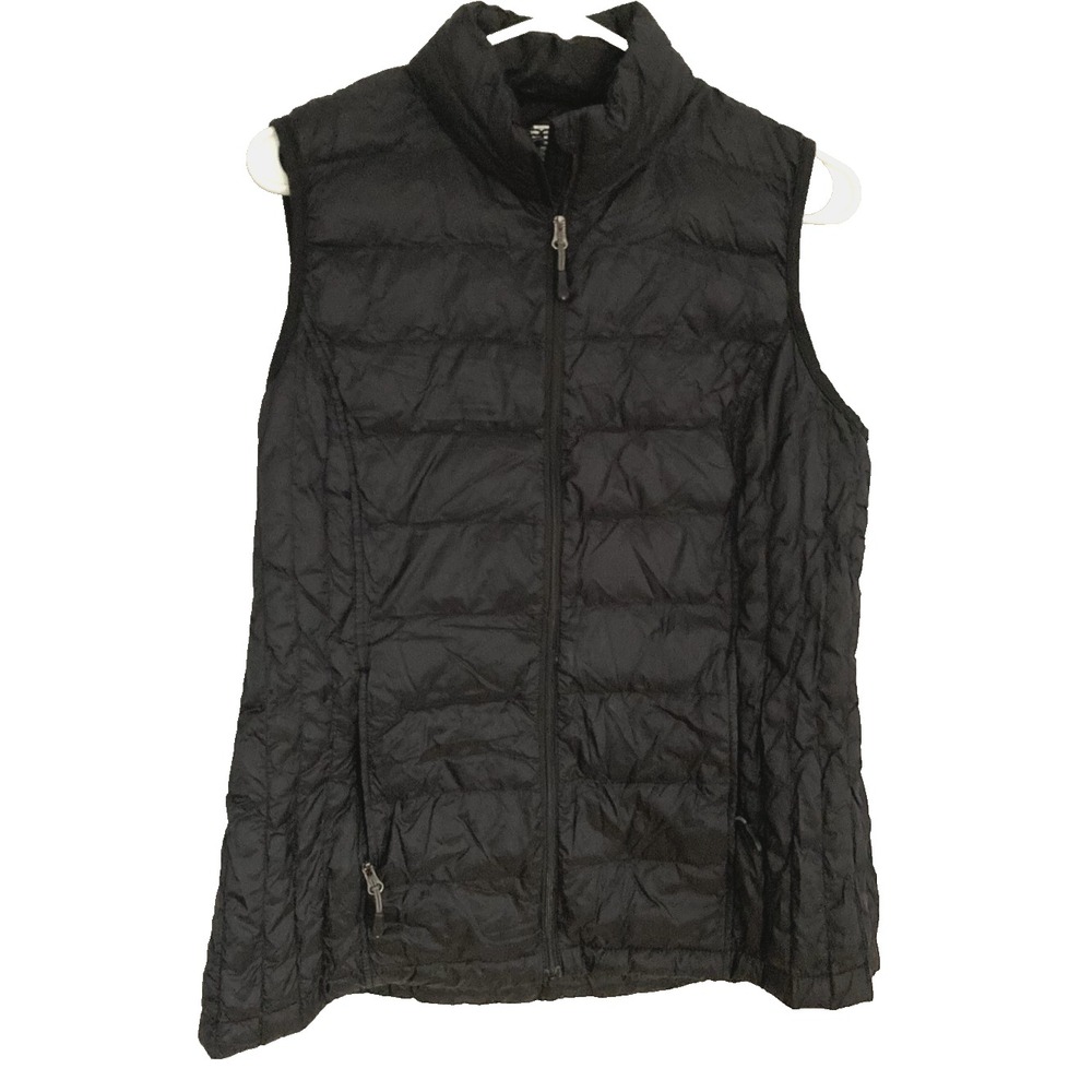 32 Degrees Heat Vest Womens M Black Quilted Puffer Insulated Zip Pockets Warm
